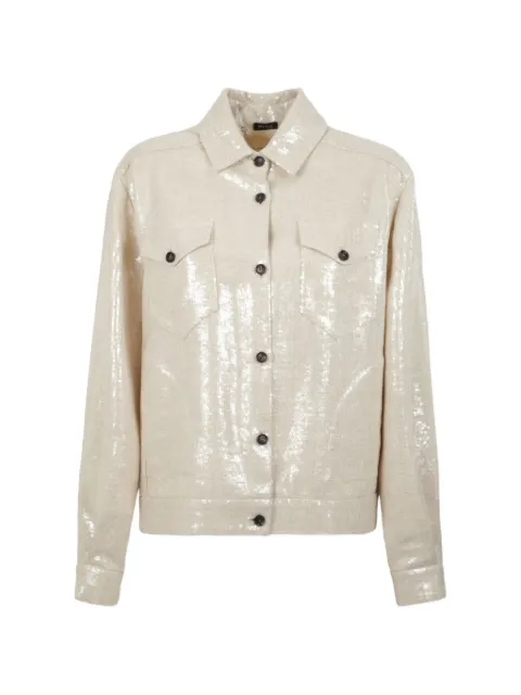 Kiton sequin-embellished straight-cut jacket Neutrals D61522K0989G0100P