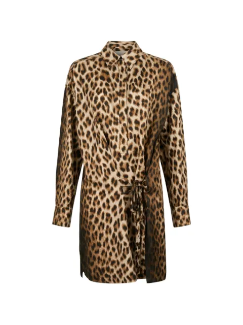 Sportmax leopard-print silk mini shirt dress Brown SP2221076206001
