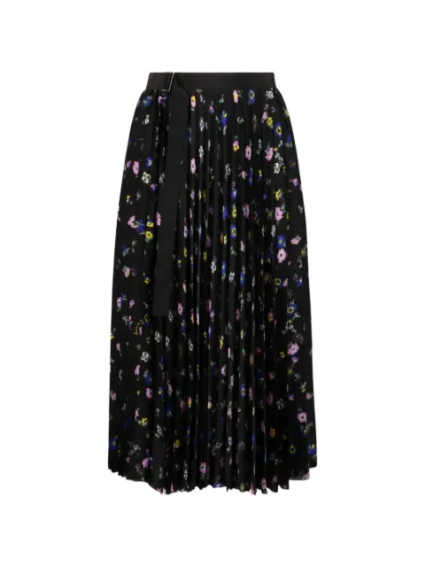 sacai floral-print pleated skirt Black 2608386