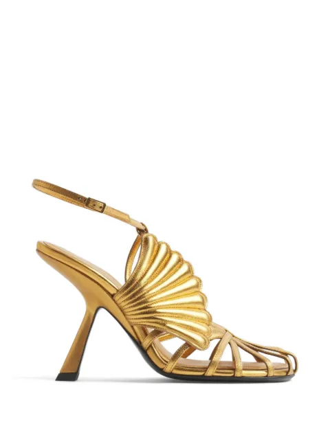 Mugler shell-detail T-strap sandals Gold 26S10CH00679012