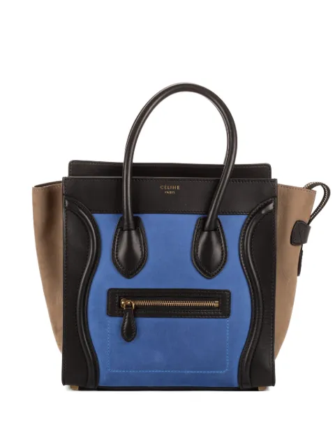 Celine Pre-Owned micro Luggage tri-color calfskin tote bag Black FZP0152