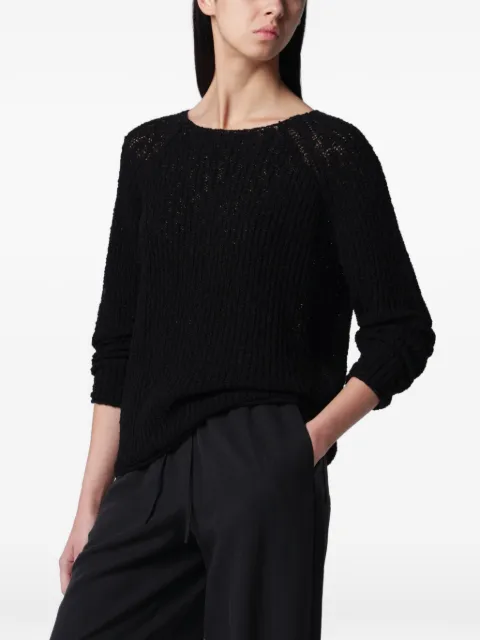 DUNST crochet-knit crew-neck sweater Black UDSW6B225CO