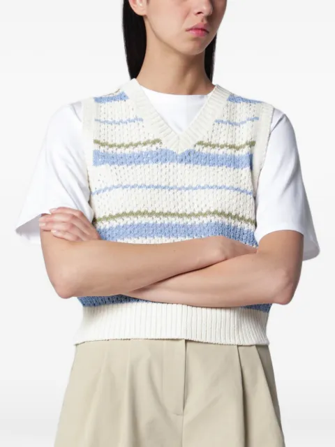 DUNST striped chunky-knit vest White UDSW6B130