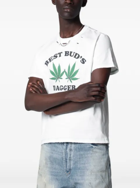 DAGGER Best Buds graphic-print distressed T-shirt White 10008