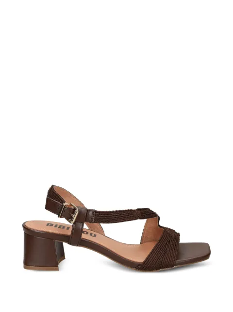 Bibi Lou Lipe embroidered-strap block-heel sandals Brown 872Z94HGLIPE