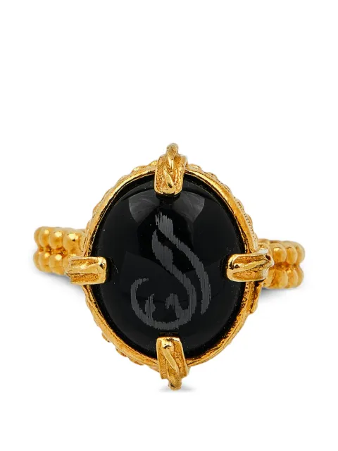 Gem Kingdom engraved onyx ring Gold 82679