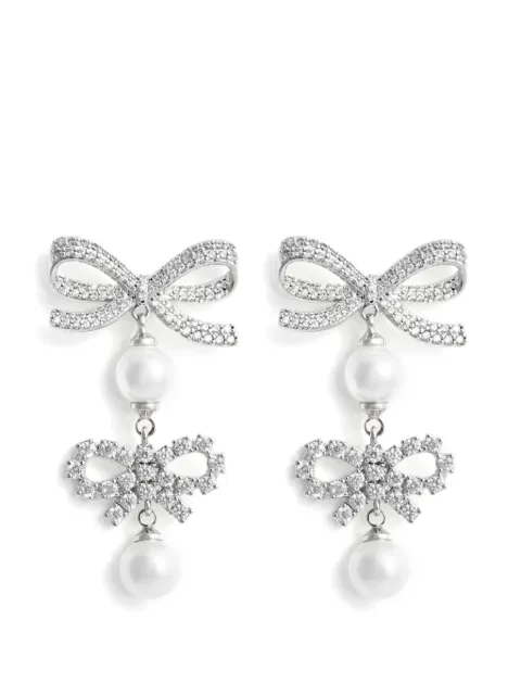 Self-Portrait double-bow pearl earrings Silver 80124