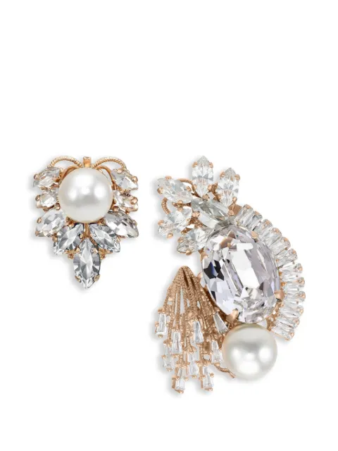 Anton Heunis Heunis asymmetric crystal-embellished earrings Pink 82498
