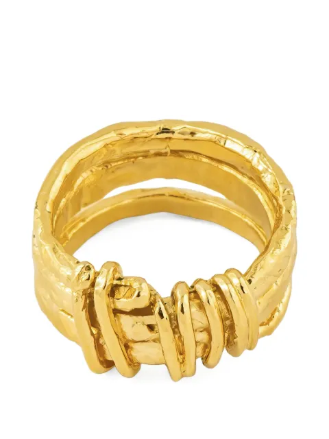 Sevenworlds Saxon hammered-effect ring Gold 45273