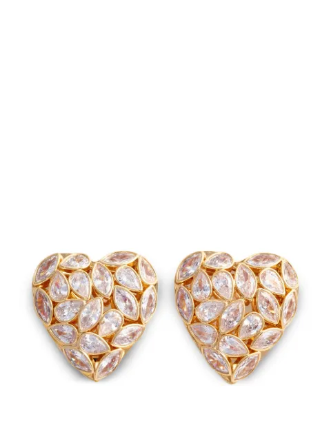 Self-Portrait crystal-embellished heart earrings Gold 80114