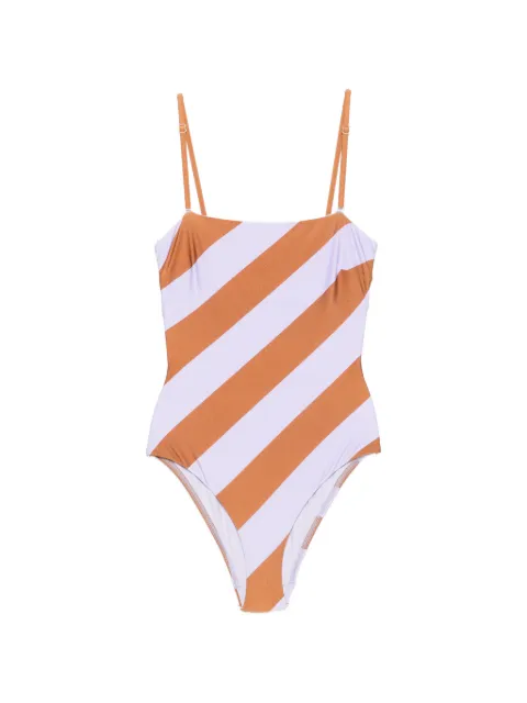 ZIMMERMANN Indra stripe-print swimsuit Orange 9075WSS262