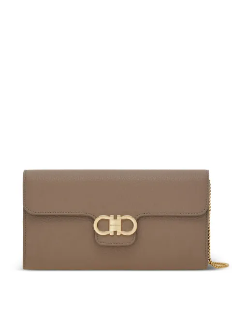 Ferragamo Gancini pebbled-leather wallet Brown 796605