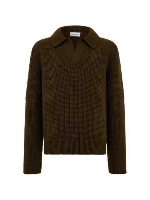 Ferragamo knitted sweater with polo collar Green 796030