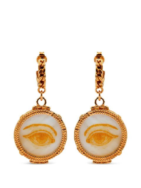 Gem Kingdom Peace engraved horn earrings Gold 82665