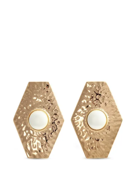 Self-Portrait large hammered faux-pearl earrings Gold 80104