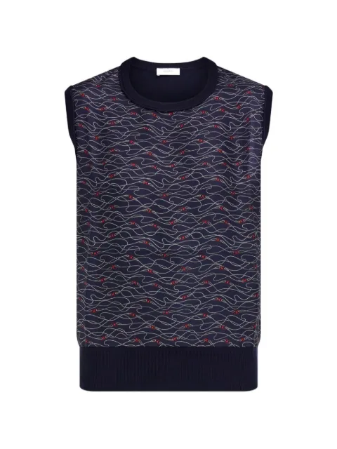 Ferragamo knitted top with silk panel detail Blue 796643