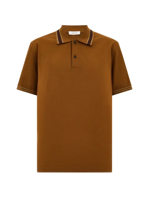 Ferragamo striped-trim cotton polo shirt Brown 795892