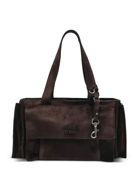 Miu Miu Utilitaire suede tote bag Brown 5BG335POO2CSS