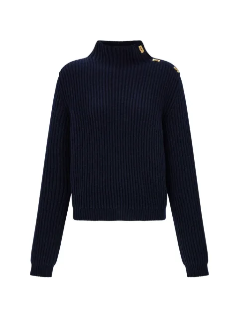 Ferragamo ribbed-knit Gancini-plaque sweater Blue 796053