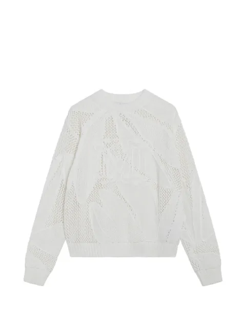 Max Mara Salvo pointelle-knit flower-motif sweater White MXMSALVO