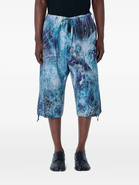 Yohji Yamamoto drawstring-waist wide-leg shorts Blue HKP77452