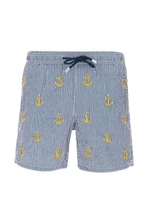 MC2 Saint Barth Gustavia striped anchor-embroidered swim shorts Blue GUSTAVIAEMBROIDERY03601H