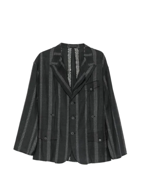 Yohji Yamamoto stripe-pattern notched-lapel blazer Grey HKJ43438