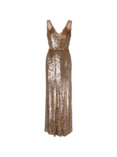 Jenny Packham sequin-embellished sheer-panelled dress Gold BBD110L172