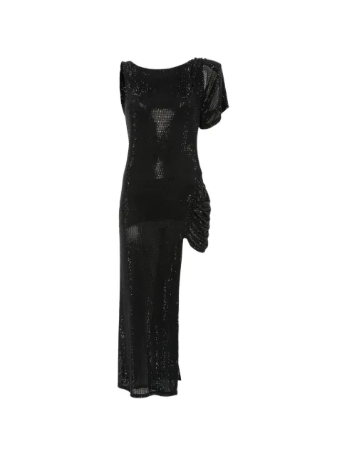 DUNESI one-shoulder embellished midi dress Black DUNGABBLA