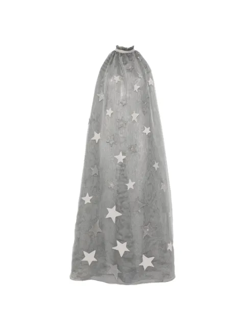 DUNESI Estrella star-patchwork ruffled-neck dress Grey DUNESTGRE