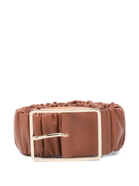 AGL Mabel ruched leather belt Brown CBEL039SSSOFTY