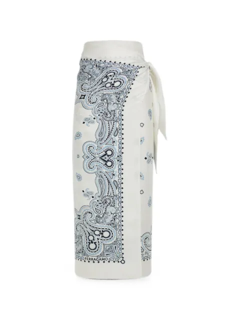 Ferragamo Arabesque-print silk sarong White 796654