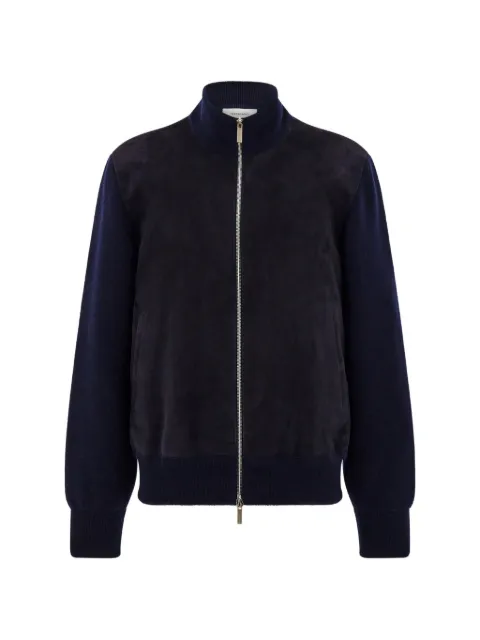 Ferragamo suede-panelled wool jacket Blue 791048