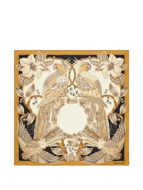 Ferragamo bird-print silk scarf Neutrals 795118