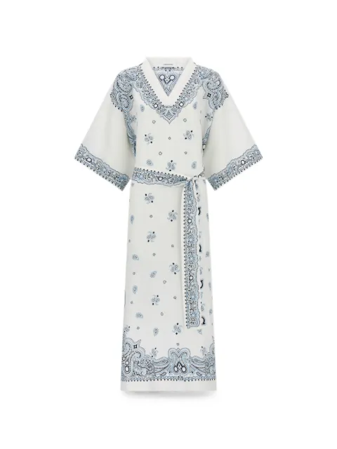 Ferragamo Arabesque-print silk caftan White 796420