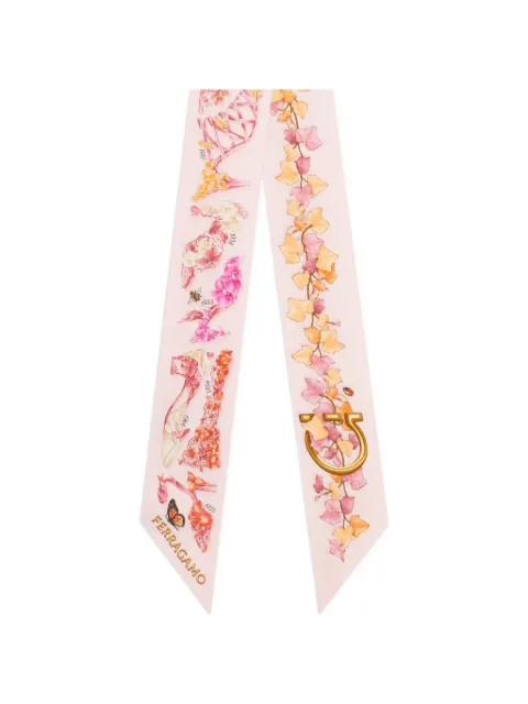 Ferragamo Eden shoes-print silk mini bandeau Pink 795176