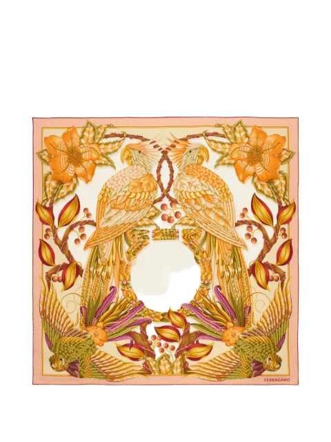 Ferragamo Parrots-print silk scarf Neutrals 795114