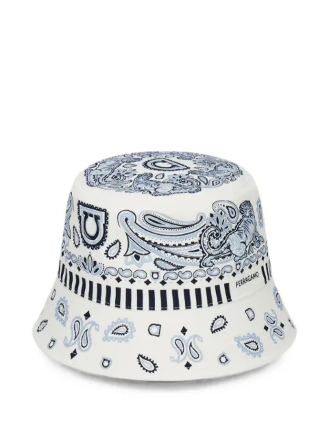 Ferragamo geometric-print bucket hat White 796337