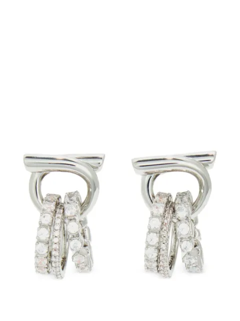 Ferragamo Gancini earrings with crystal ring pendant detail Silver 795162