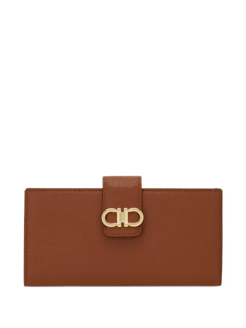 Ferragamo Gancini Continental pebbled leather wallet Brown 795521