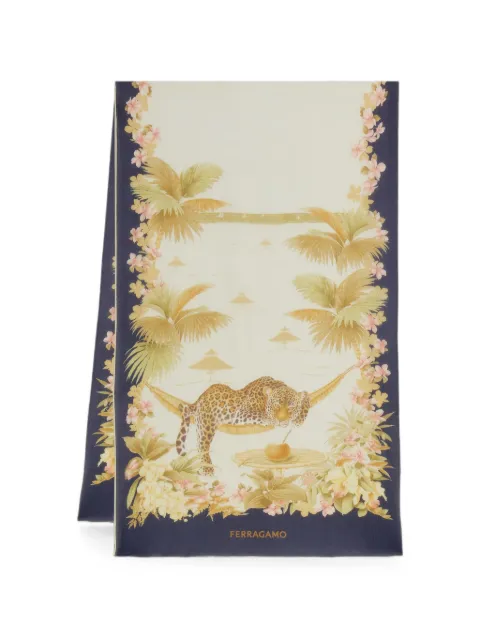 Ferragamo Jungle-print silk scarf Neutrals 795296