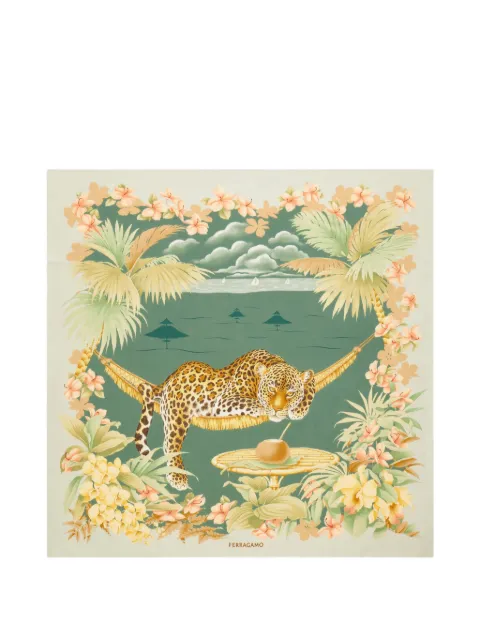 Ferragamo leopard-motif scarf Green 795268