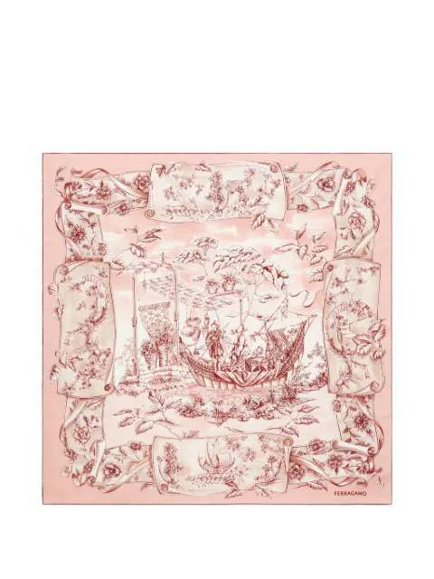Ferragamo graphic-print silk scarf Pink 795589