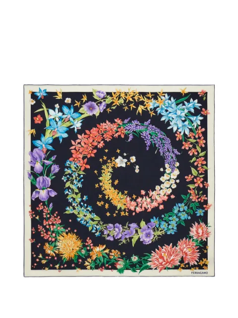 Ferragamo Spring-print silk scarf Black 795193