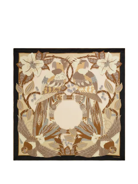 Ferragamo Parrots print cashmere shawl Neutrals 795134