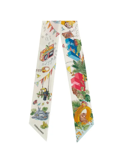 Ferragamo Jungle Party graphic-print bandeau scarf Neutrals 795108