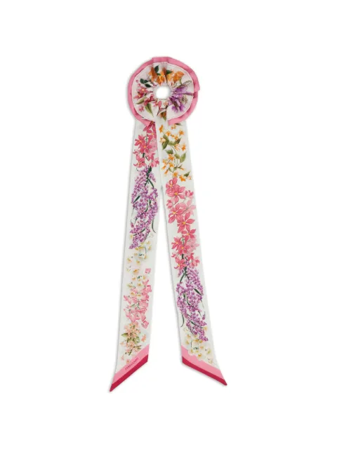 Ferragamo Spring print silk scrunchie with mini bandeau Pink 795246