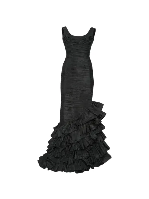 DUNESI Serafina ruffled gown Black DUNSERBLA