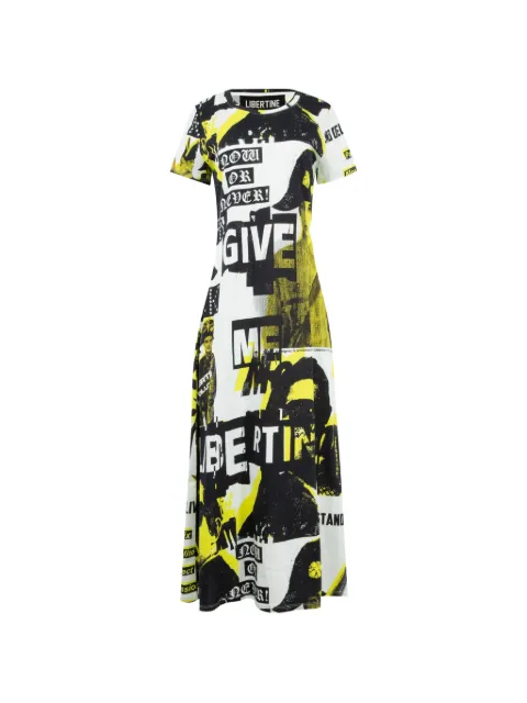 Libertine Paix-print T-shirt dress White S26W934CJPF
