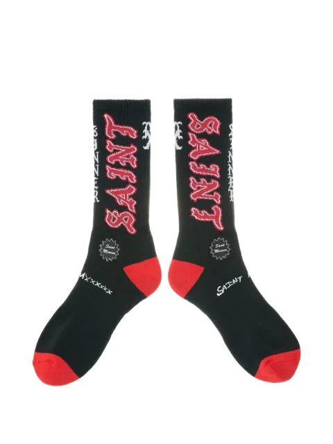 SAINT MXXXXXX logo-intarsia ribbed-knit socks Black SMMK80000110